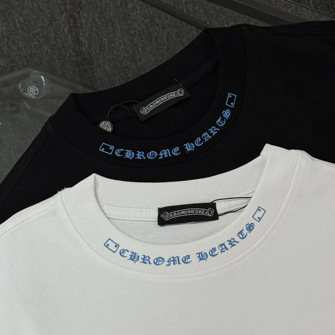 P190 Chrome Hearts 25 high-version long-sleeved fabrics made of 300 grams of high-density cotton, non-deformable, non-shrinking, complete with three labels, same style for men and women, process: digital printing, color: white, black SIZE: S-XL